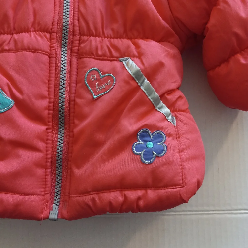 London Fog child's puffer coat size 12M zip front faux fur hood and flee…